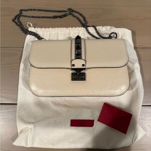 Valentino Garavani Medium Ivory/Cream/Beige Glam Lock Flap Bag
